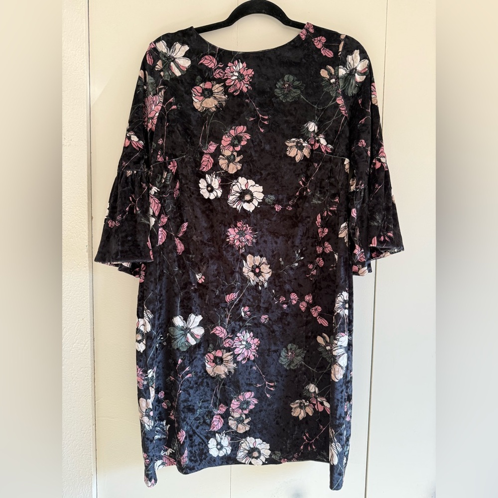Chico's Black Floral Long Sleeve Dress